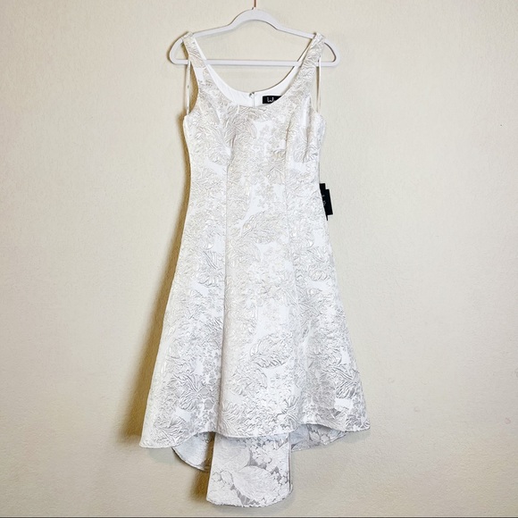 Lulu’s Vow or Never White Jacquard Floral Print High-Low Midi Dress White XS - Picture 3 of 8